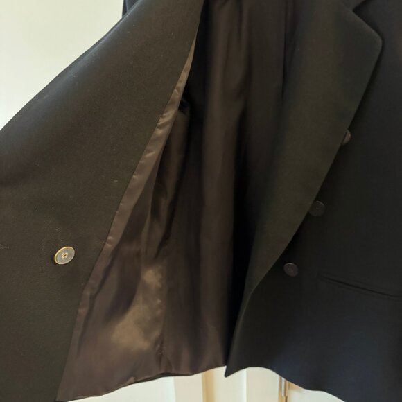VINTAGE TALBOTS BLACK DOUBLE BREASTED BLAZER MADE IN USA 100% WOOL - Picture 8 of 10